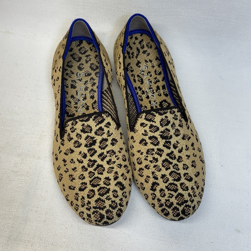 Rothy's The Loafer Womens 9.5 Brown Spotted Cat Leopard Animal Print Sustainable